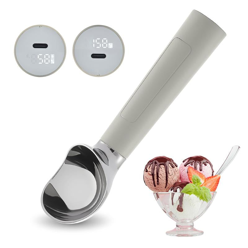 Heated Ice Cream Scoop Rechargeable Battery Electric Ice Cream Scooper for Scooping Hard Ice Cream, Metal Spoon 2 Oz IP 67 Waterproof LED Display Easy Clean Durable Kitchen Gadgets