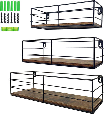Floating Shelves Wall Mounted Set of 3, Hanging Storage Wall Shelf for Bathroom, Living Room, Bedroom, Kitchen Home
