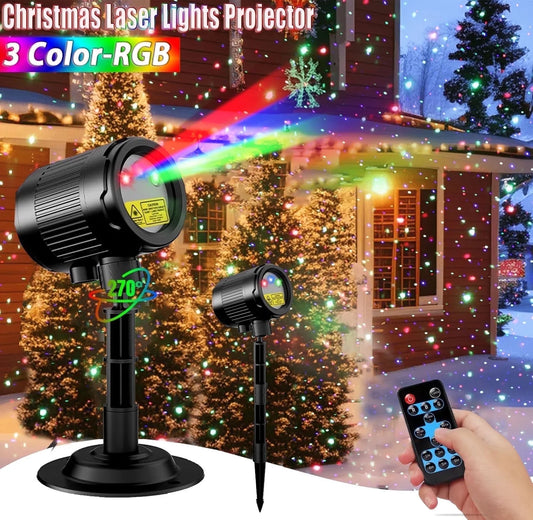 Laser Projector Lights Outdoor,  RGB 3 Color Starry Lights, Show Laser Projection Light, with RF Control, IP65 Waterproof for Decor Party Home