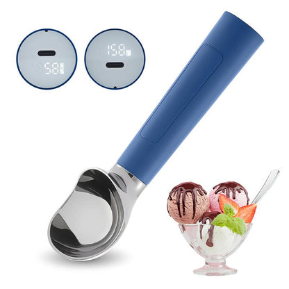 Heated Ice Cream Scoop Rechargeable Battery Electric Ice Cream Scooper for Scooping Hard Ice Cream, Metal Spoon 2 Oz IP 67 Waterproof LED Display Easy Clean Durable Kitchen Gadgets
