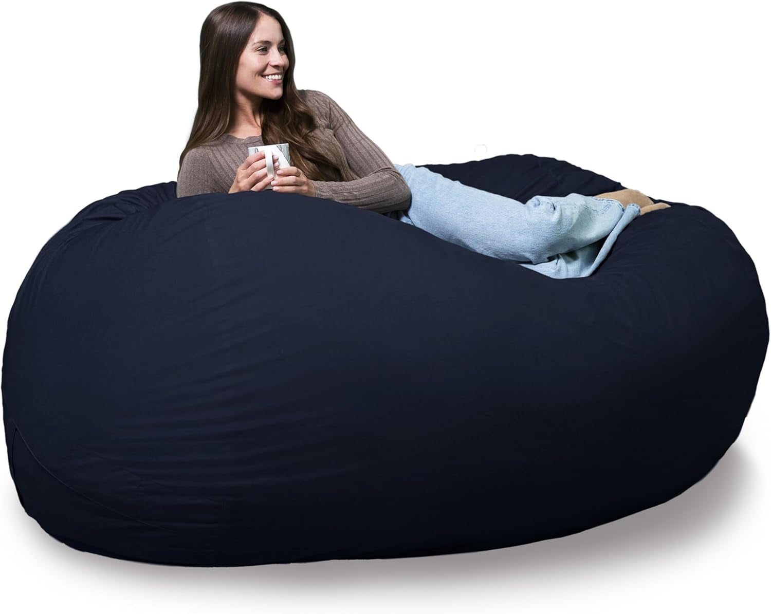 Fuf XL Foam Filled Bean Bag Chair with Removable Cover, Cobalt Lenox, Durable Woven Polyester, 5 Feet Giant