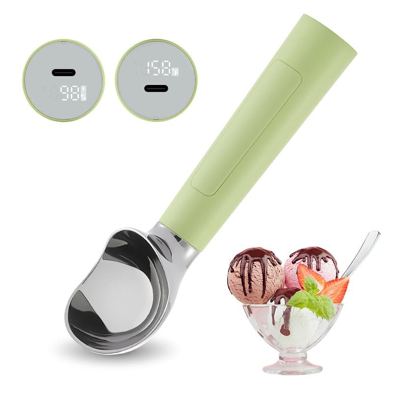 Heated Ice Cream Scoop Rechargeable Battery Electric Ice Cream Scooper for Scooping Hard Ice Cream, Metal Spoon 2 Oz IP 67 Waterproof LED Display Easy Clean Durable Kitchen Gadgets