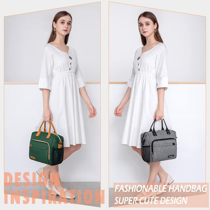 Insulated Lunch Bag Adult Lunch Box for Women for Work Leakproof Soft Cooler for Beach Travel Picnic, Dark Green