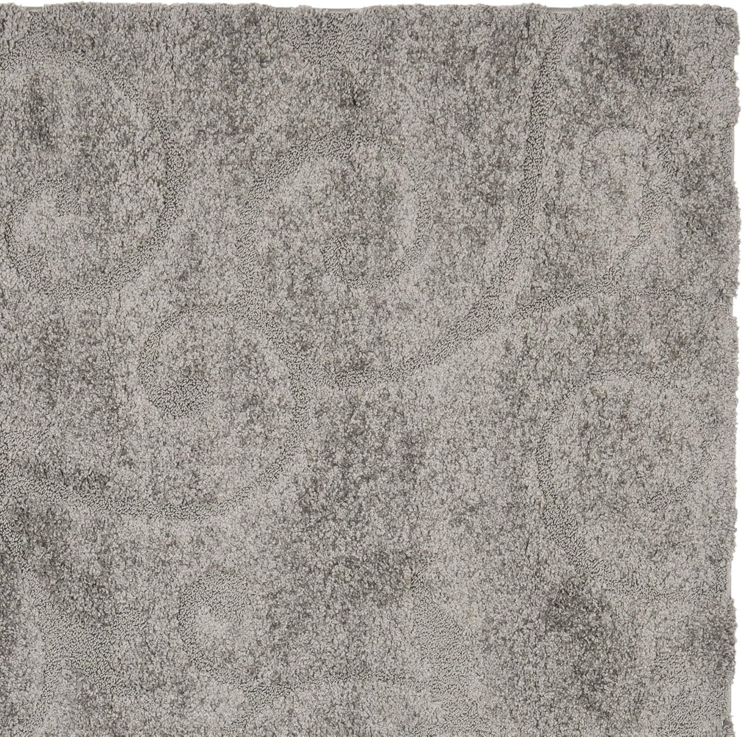 Florida Shag Collection Area Rug - 6'7" Square, Grey, Scroll Design, Non-Shedding & Easy to Clean, High-Low Plush Pile, Ideal for Living Room, Bedroom, Dining Space (SG455-8013)