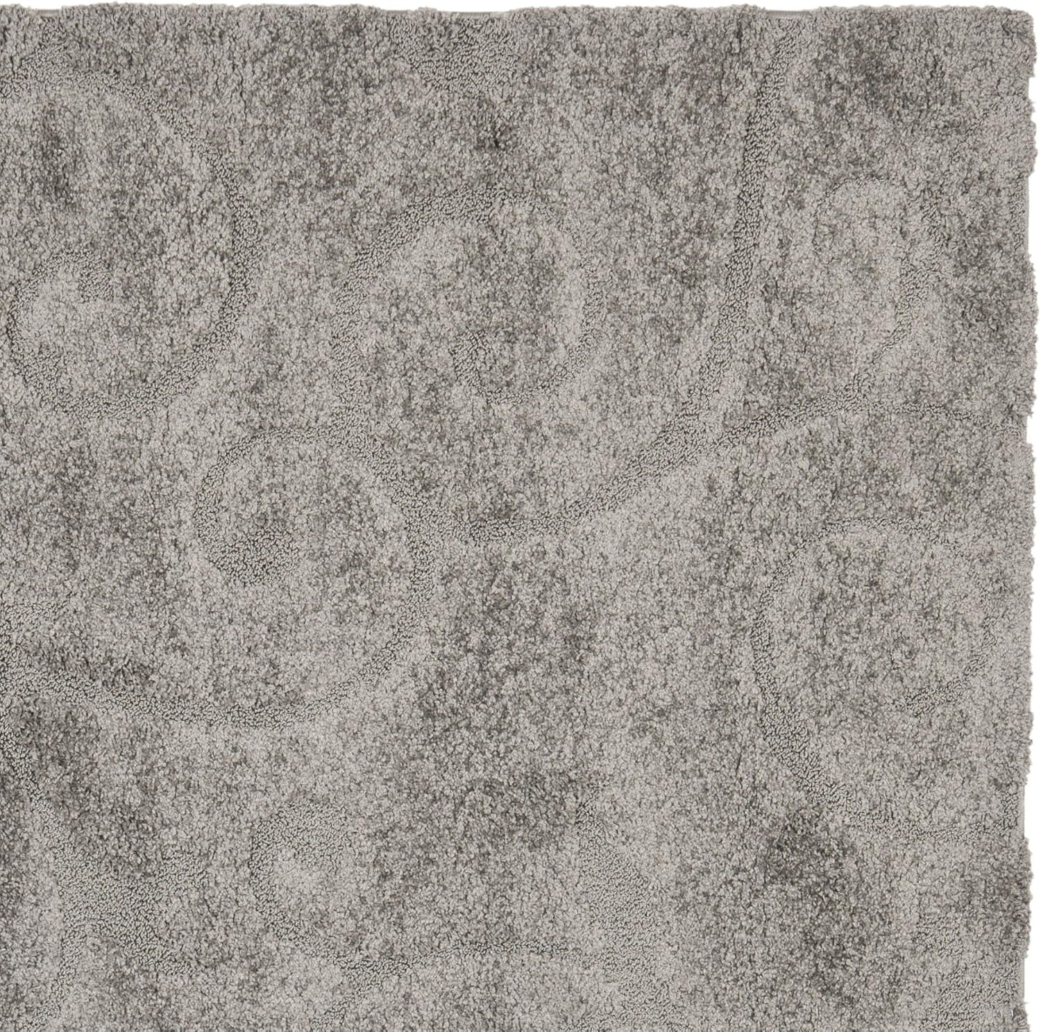 Florida Shag Collection Area Rug - 6'7" Square, Grey, Scroll Design, Non-Shedding & Easy to Clean, High-Low Plush Pile, Ideal for Living Room, Bedroom, Dining Space (SG455-8013)