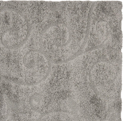 Florida Shag Collection Area Rug - 6'7" Square, Grey, Scroll Design, Non-Shedding & Easy to Clean, High-Low Plush Pile, Ideal for Living Room, Bedroom, Dining Space (SG455-8013)