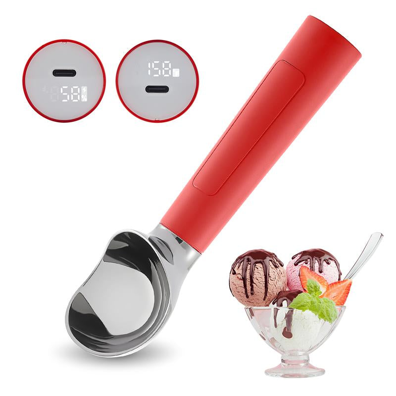 Heated Ice Cream Scoop Rechargeable Battery Electric Ice Cream Scooper for Scooping Hard Ice Cream, Metal Spoon 2 Oz IP 67 Waterproof LED Display Easy Clean Durable Kitchen Gadgets